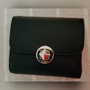 Kate Spade Black Compact Wallet with Flap-Over Design